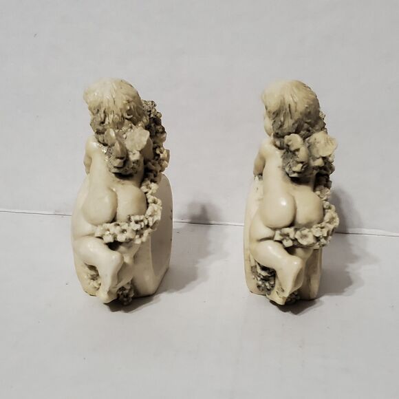 Vintage Angel Cherub Napkin Rings Set 80s 90s Angels Towel Ring Floral Cupid - Picture 3 of 9